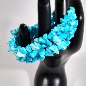 Bracelet Stone Blue Stretch Handmade